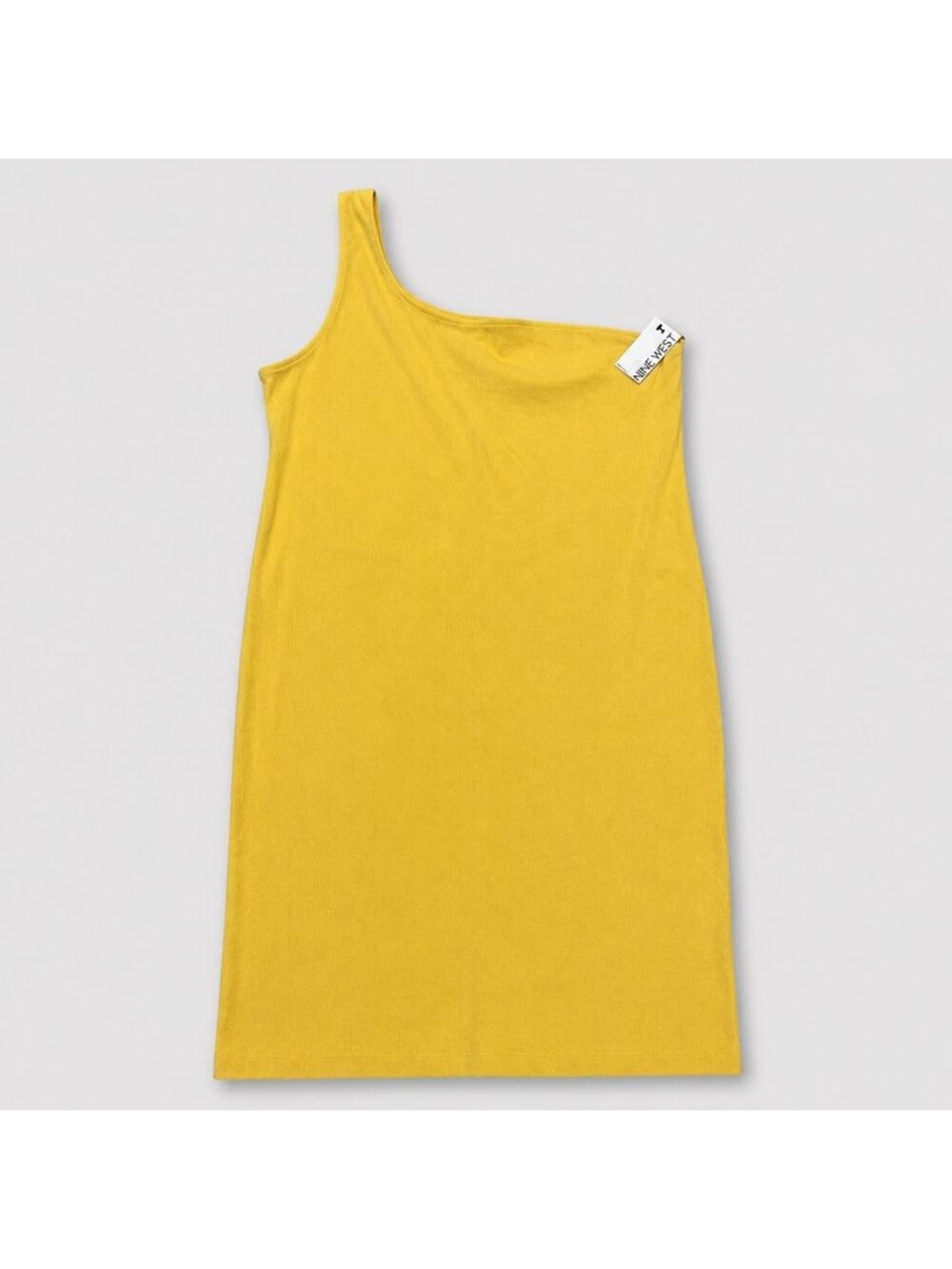 Nine West Women's 3X Yellow One Shoulder Midi Bodycon Dress NWT Stretch